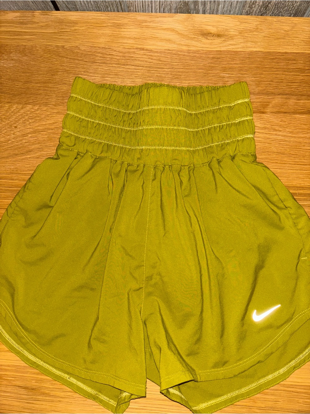 Nike Olive Athletic Shorts with Elastic Smocked Waist